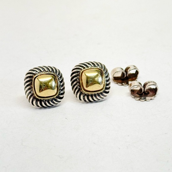 David Yurman .925/14K Gold Dome Petite Albion Stud Earrings - Picture 3 of 8